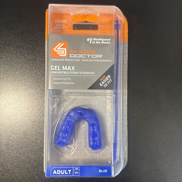 Shock Doctor Gel Max Convertible Strap/No Strap Mouthguard Adult Mouth guard 11+ - Picture 1 of 8